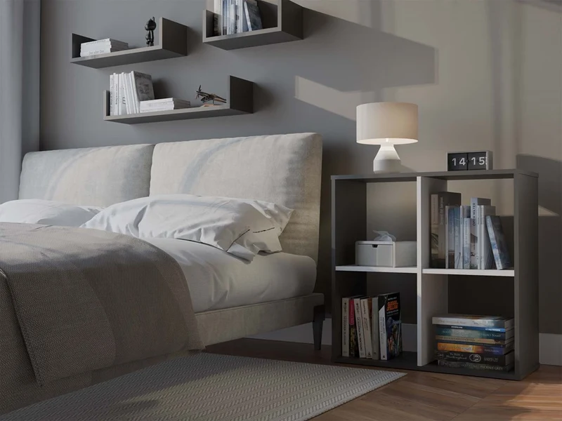 REGALE MALAX 2X2 | 4 FÄCHER ANTHRAZIT/WEISS | 74X75X30 CM | WOHNZIMMER