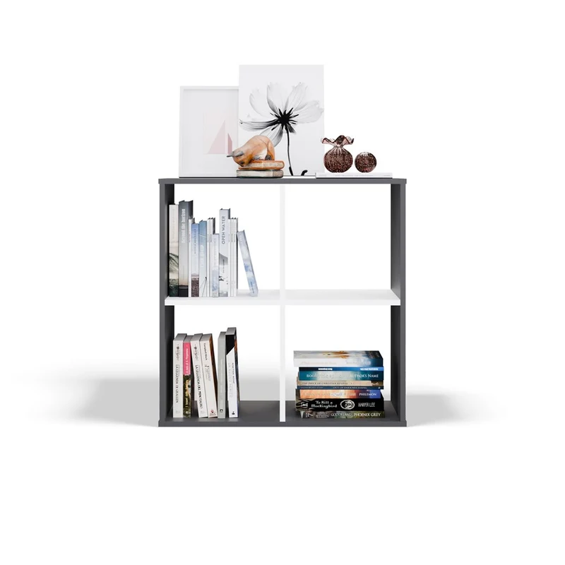 REGALE MALAX 2X2 | 4 FÄCHER ANTHRAZIT/WEISS | 74X75X30 CM | WOHNZIMMER