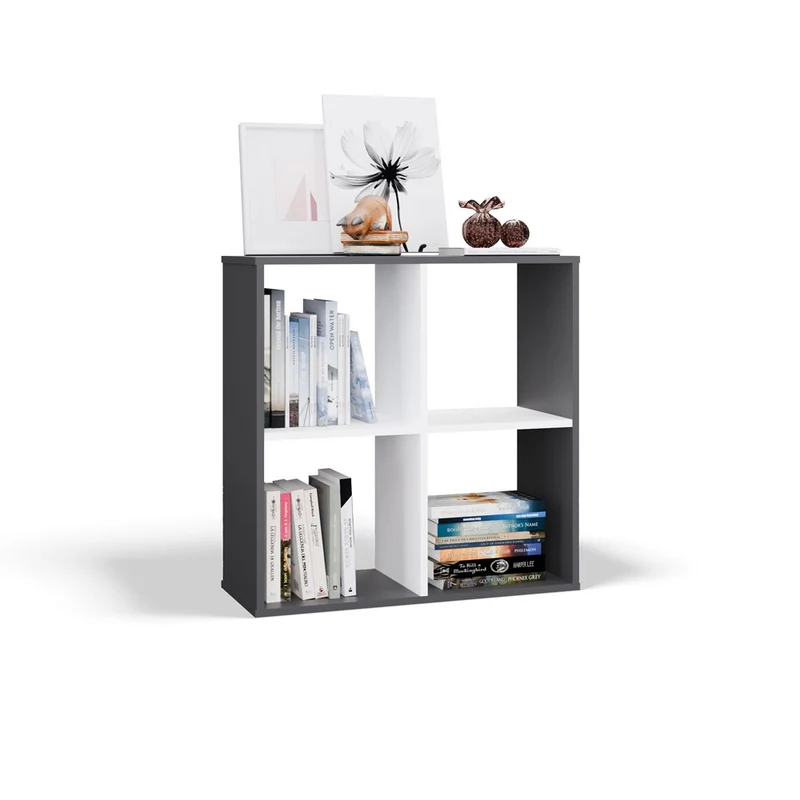 REGALE MALAX 2X2 | 4 FÄCHER ANTHRAZIT/WEISS | 74X75X30 CM | WOHNZIMMER