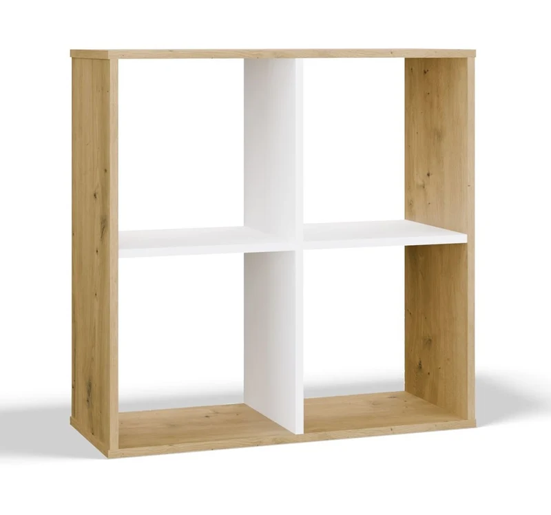 REGALE MALAX 2X2 | 4 FÄCHER DĄB ARTISAN/WEISS | 74X75X30 CM | WOHNZIMMER