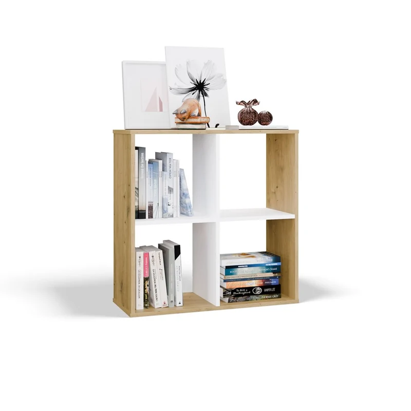 REGALE MALAX 2X2 | 4 FÄCHER DĄB ARTISAN/WEISS | 74X75X30 CM | WOHNZIMMER
