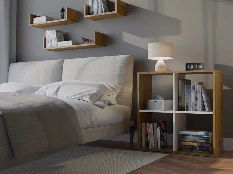 REGALE MALAX 2X2 | 4 FÄCHER DĄB ARTISAN/WEISS | 74X75X30 CM | WOHNZIMMER
