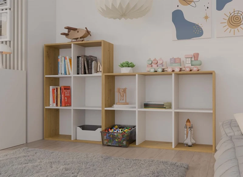 REGALE MALAX 2X3 | 6 FÄCHER EICHE ARTISAN/WEISS | 110X75X30 CM | KINDERZIMMER