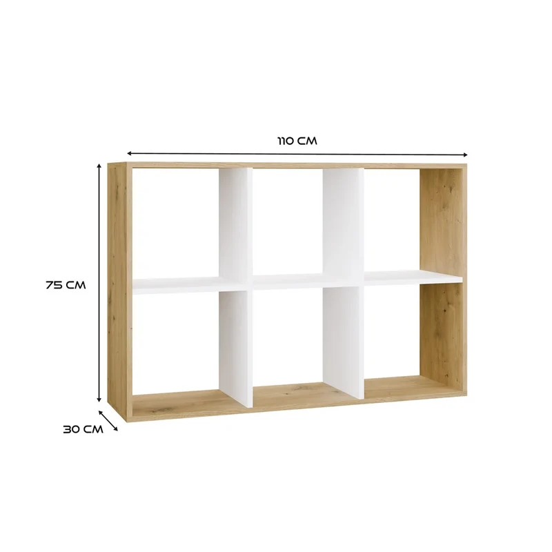 REGALE MALAX 2X3 | 6 FÄCHER EICHE ARTISAN/WEISS | 110X75X30 CM | KINDERZIMMER