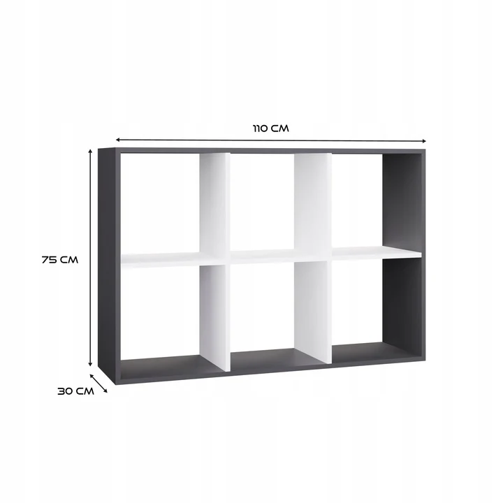 REGALE MALAX 2X3 | 6 FÄCHER ANTHRAZIT/WEISS | 110X75X30 CM | KINDERZIMMER