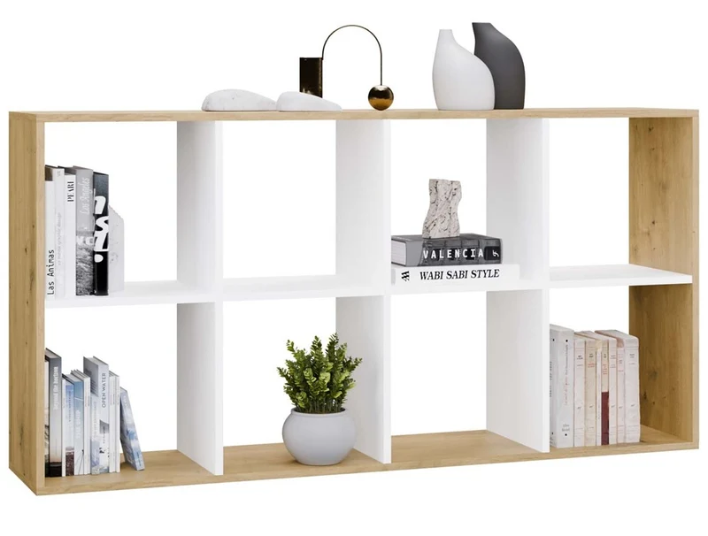 KOMMODE MALAX 2X4 | 8 FÄCHER EICHE ARTISAN/WEISS | 147x75x30 CM | BÜRO/KINDERZIMMER