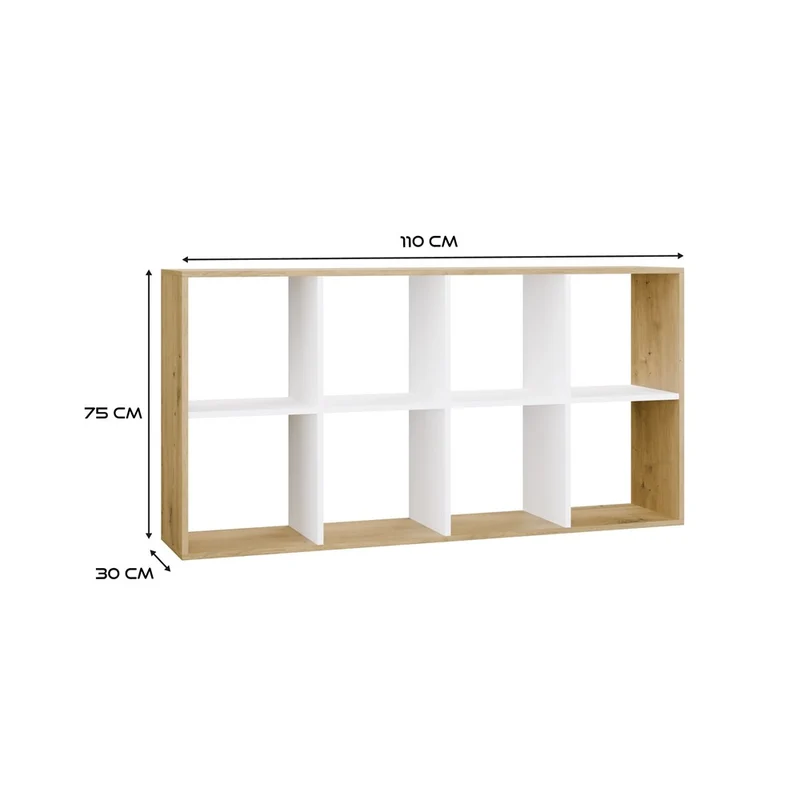 KOMMODE MALAX 2X4 | 8 FÄCHER EICHE ARTISAN/WEISS | 147x75x30 CM | BÜRO/KINDERZIMMER