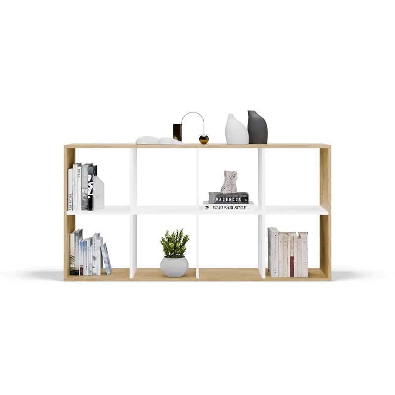 KOMMODE MALAX 2X4 | 8 FÄCHER EICHE ARTISAN/WEISS | 147x75x30 CM | BÜRO/KINDERZIMMER
