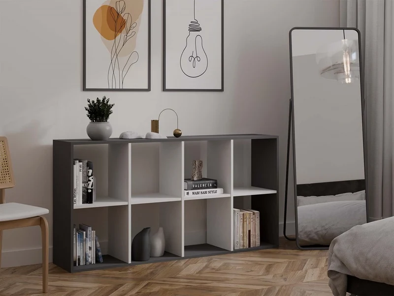 REGAL MALAX 2X4 | 6 FÄCHER EICHE ARTISAN/WEISS | 110x75x30 CM | KINDERZIMMER/BÜRO