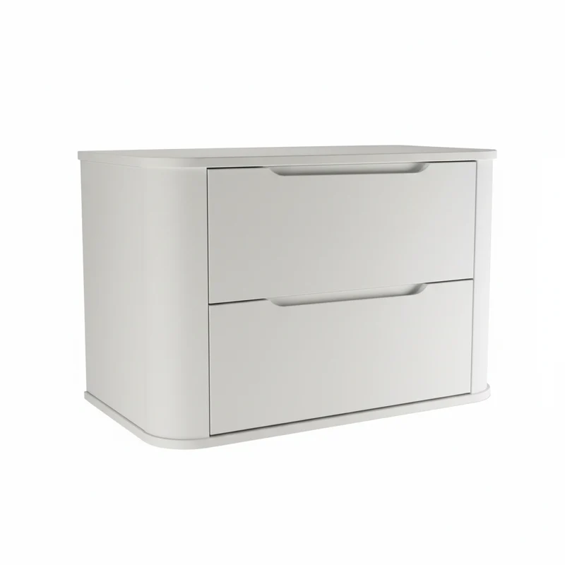 Waschtischunterschrank 80 cm mit 2 Schubladen, abgerundet Luma - Weiß