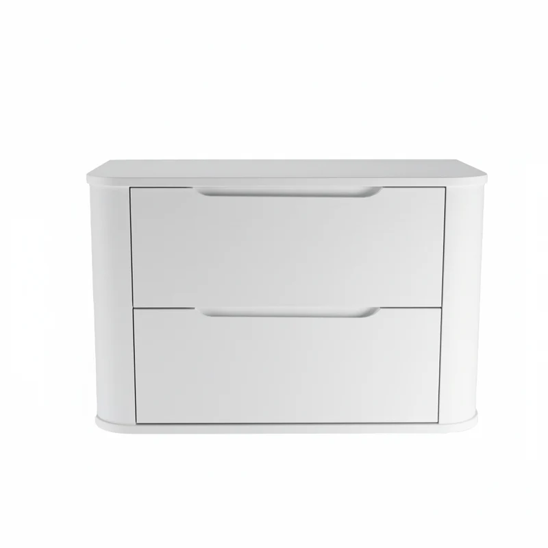 Waschtischunterschrank 80 cm mit 2 Schubladen, abgerundet Luma - Weiß
