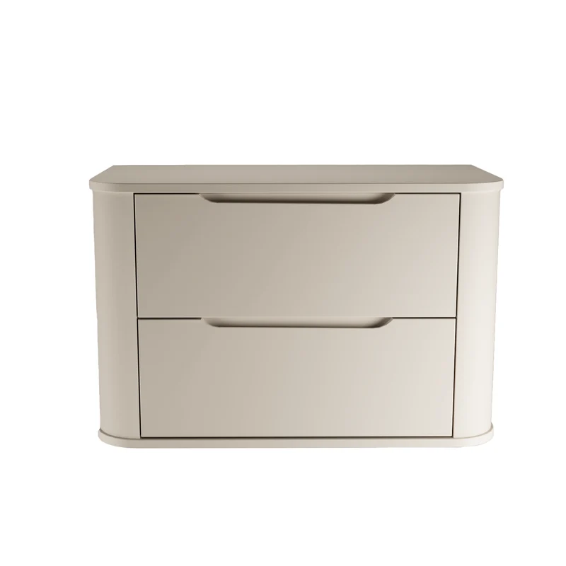 Waschtischunterschrank 80 cm mit 2 Schubladen, abgerundet Luma - Kaschmir