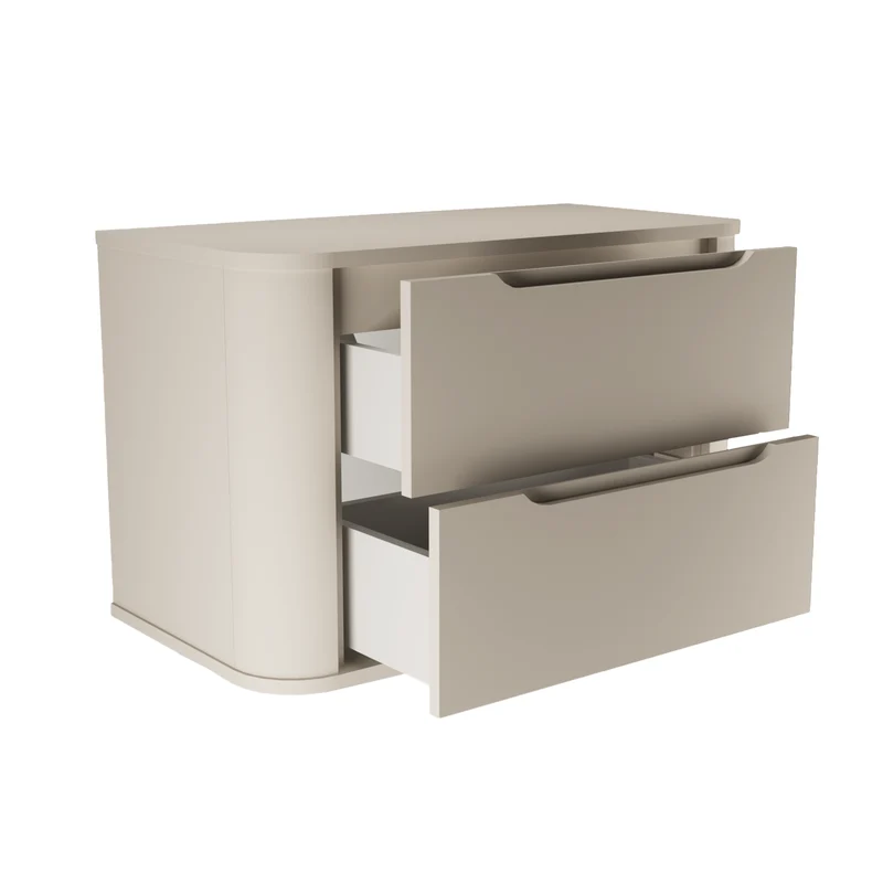 Waschtischunterschrank 80 cm mit 2 Schubladen, abgerundet Luma - Kaschmir