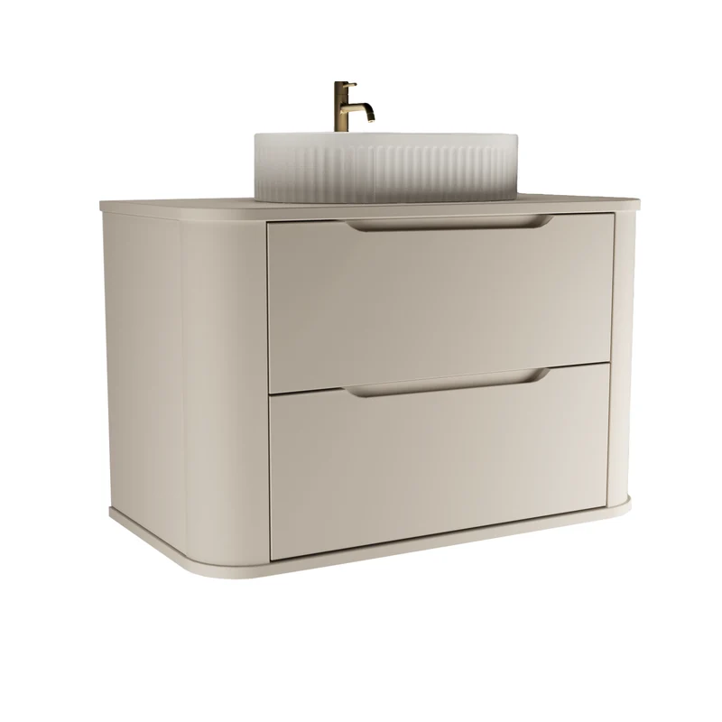 Waschtischunterschrank 80 cm mit 2 Schubladen, abgerundet Luma - Kaschmir