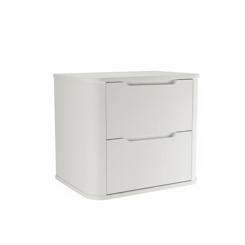 Waschtischunterschrank 60 cm mit 2 Schubladen, abgerundet Luma - Weiß