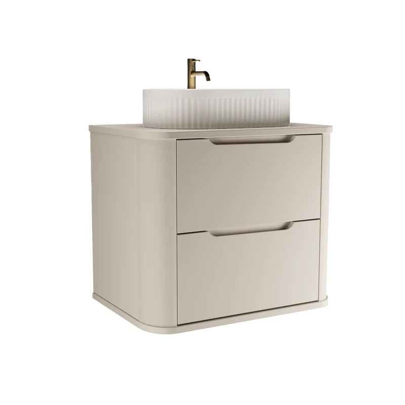 Waschtischunterschrank 60 cm mit 2 Schubladen, abgerundet Luma - Kaschmir