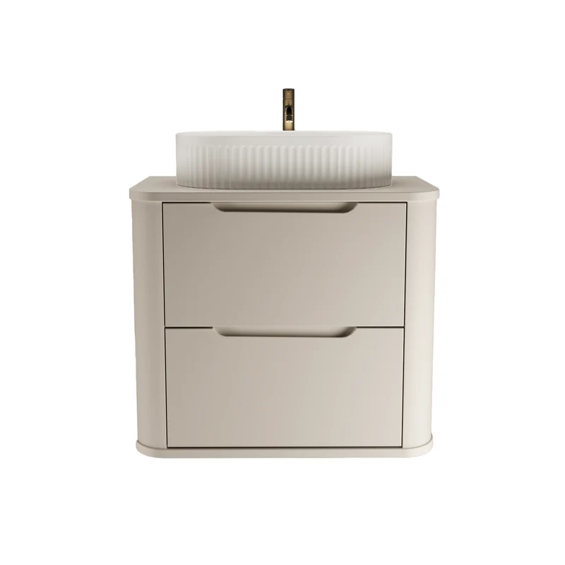 Waschtischunterschrank 60 cm mit 2 Schubladen, abgerundet Luma - Kaschmir