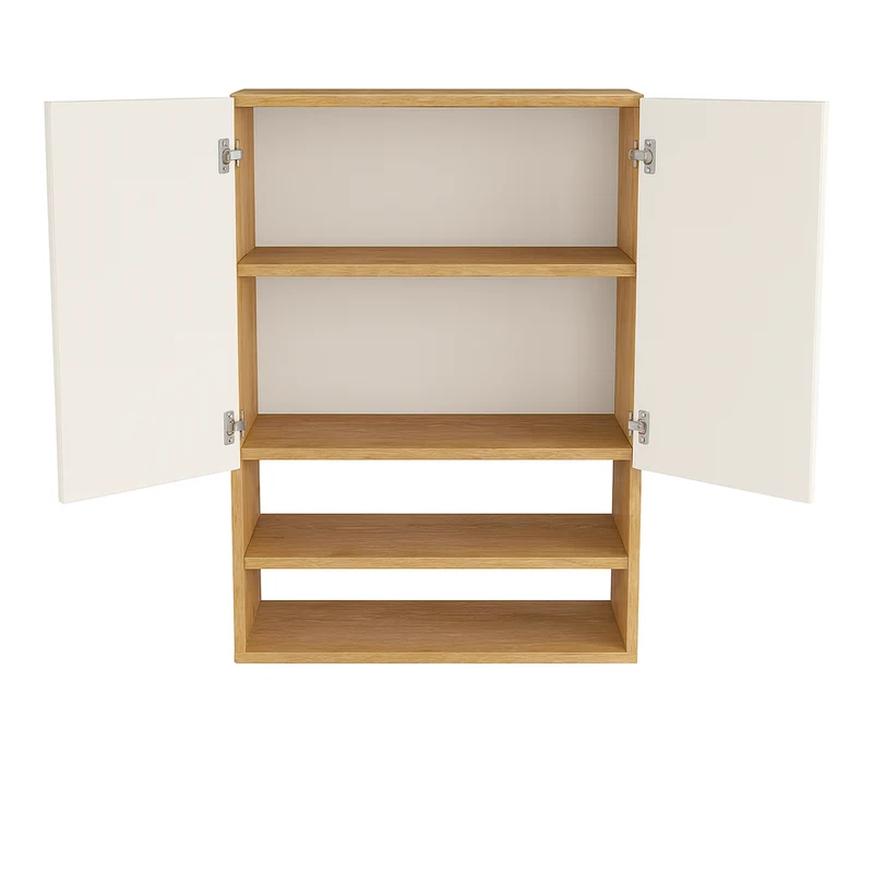 Badezimmer Hängeschrank 60 cm mit geriffelte Front Willy für Geberit - Salbei/Walnuss