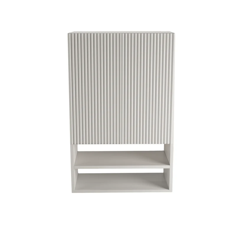 Badezimmer Hängeschrank 60 cm mit geriffelte Front Willy für Geberit - Weiß