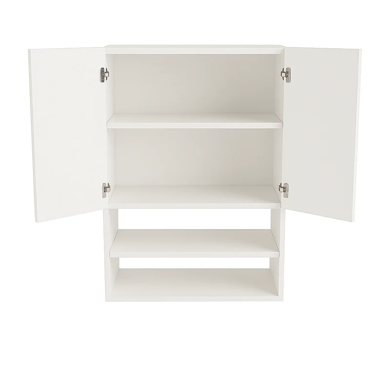 Badezimmer Hängeschrank 60 cm mit geriffelte Front Willy für Geberit - Weiß