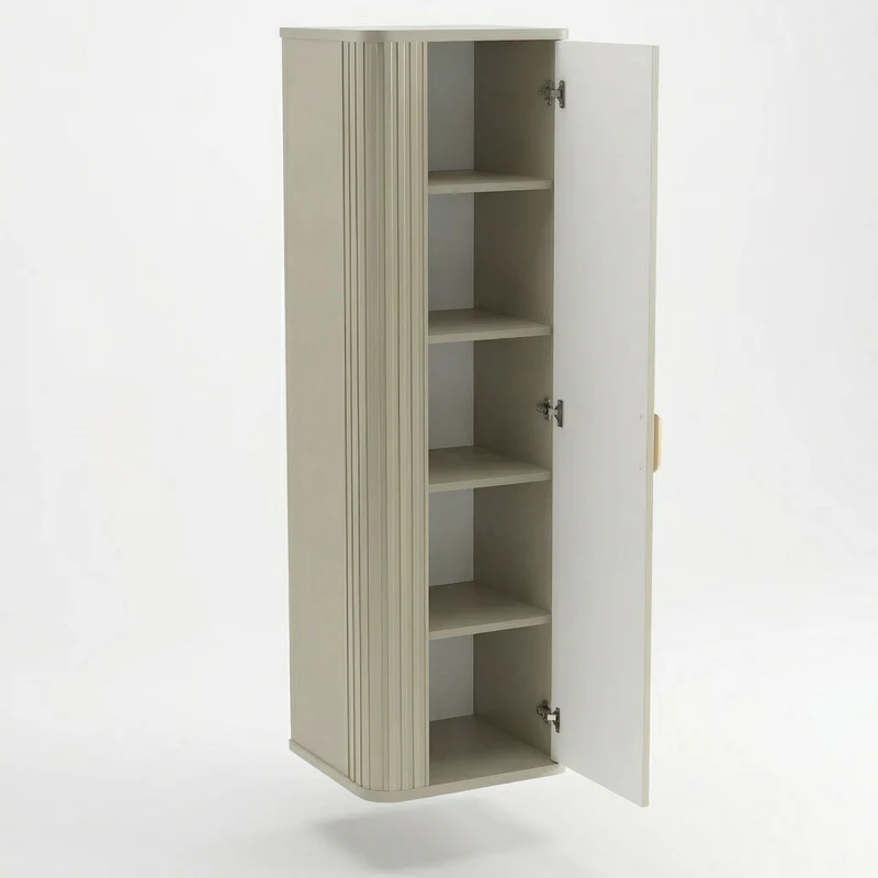 Bad Hochschrank 130 cm abgerundet Selvea - Kaschmir