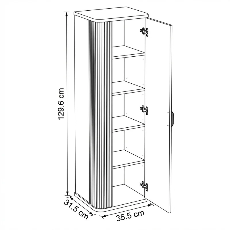 Bad Hochschrank 130 cm abgerundet Selvea - Kaschmir