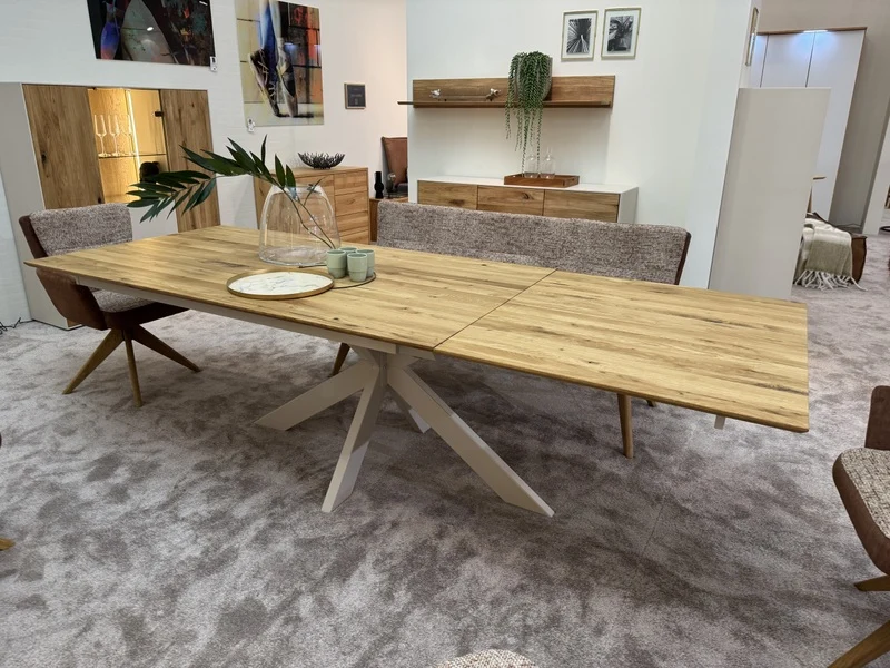 Esstisch ausziehbar Eiche massiv, Tisch ausziehbar Eiche,, ausziehbarer Tisch Eiche, Länge 200-285 cm