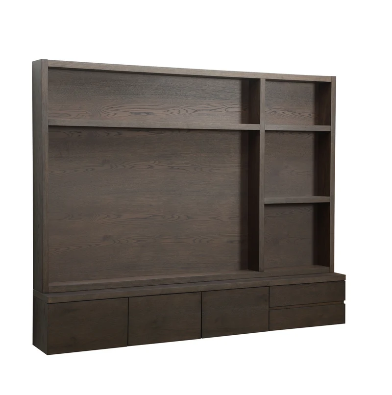 TV Schrank braun, Fernsehschrank braun, Fernsehwand Eiche furniert, Maße 220 x 176 cm