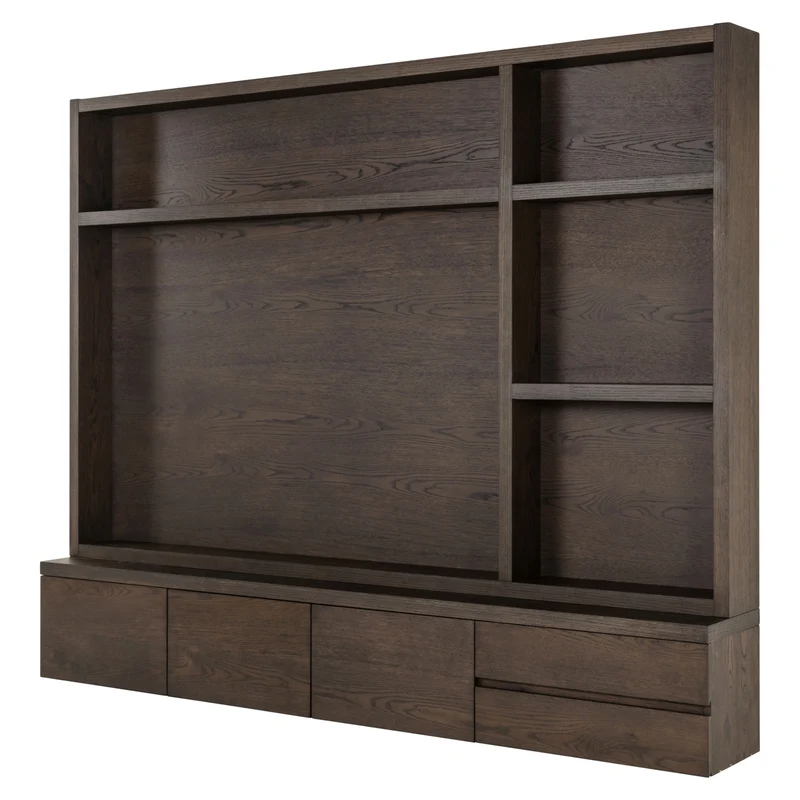 TV Schrank braun, Fernsehschrank braun, Fernsehwand Eiche furniert, Maße 220 x 176 cm