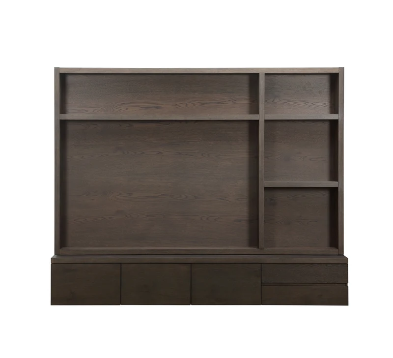 TV Schrank braun, Fernsehschrank braun, Fernsehwand Eiche furniert, Maße 220 x 176 cm