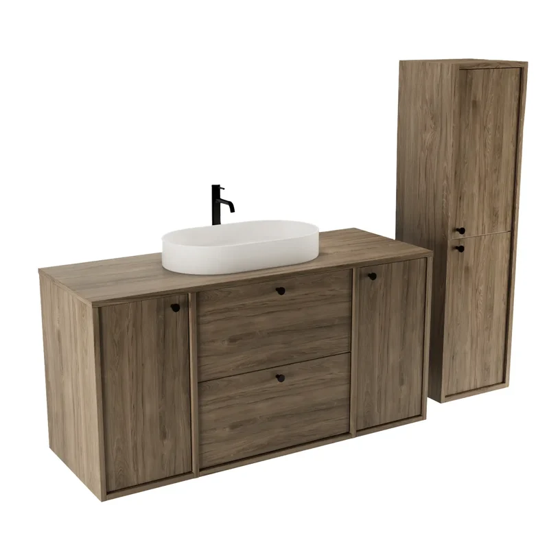Waschtischunterschrank 120 cm mit 2 Türen und 2 Schubladen Belino - Walnuss Dunkel