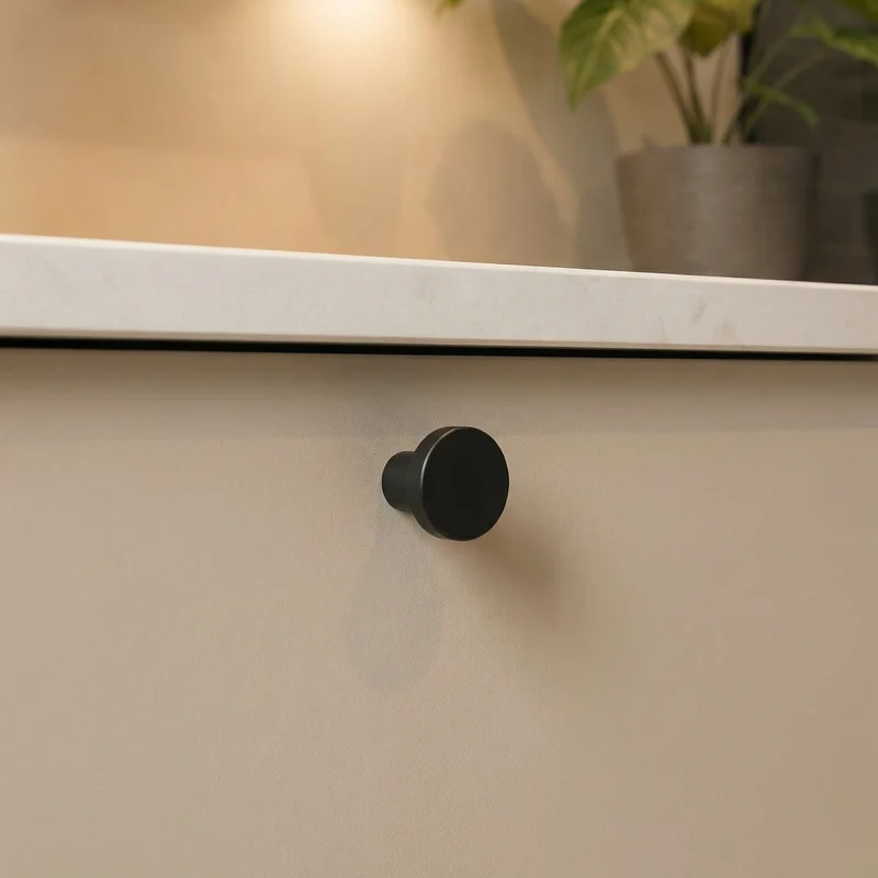 Waschtischunterschrank 100 cm mit 2 Regal, glatte Fronten Belino - Kaschmir/Marmor Schwarz