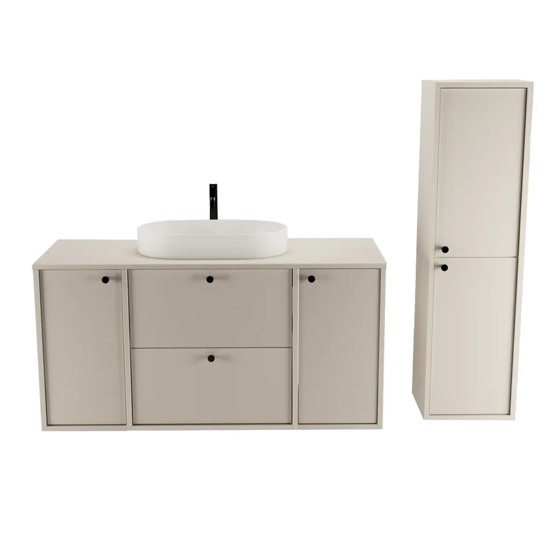 Waschtischunterschrank 120 cm mit 2 Türen und 2 Schubladen Belino - Kaschmir