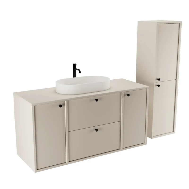 Waschtischunterschrank 120 cm mit 2 Türen und 2 Schubladen Belino - Kaschmir