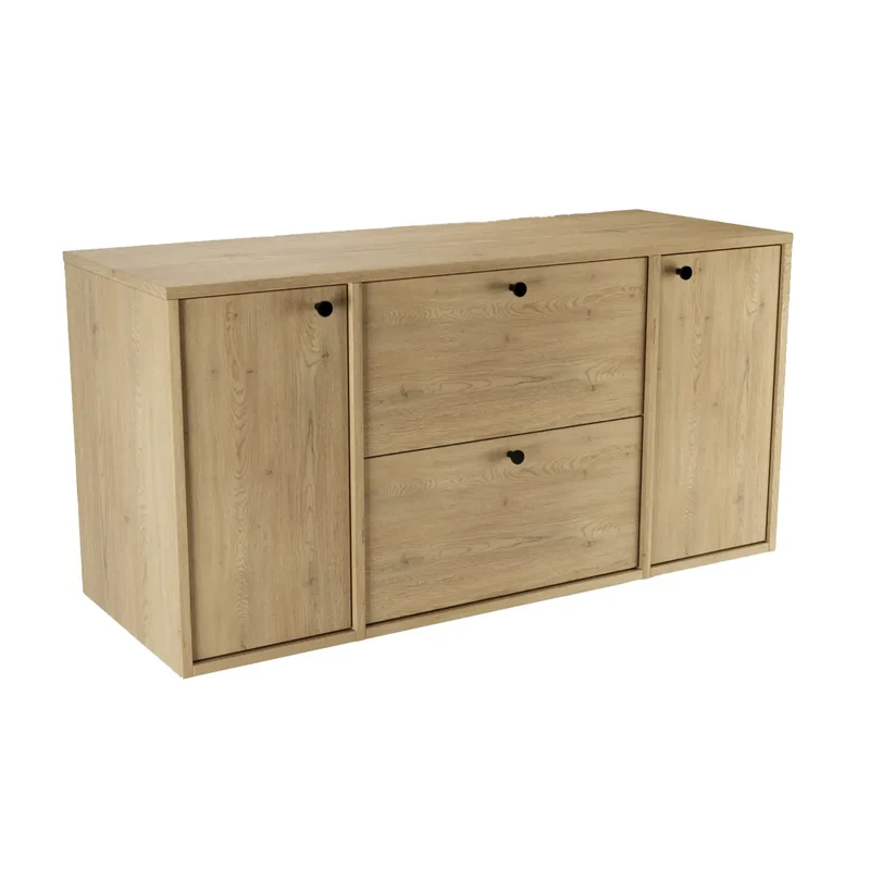 Waschtischunterschrank 120 cm mit 2 Türen und 2 Schubladen Belino - Eiche Cremona