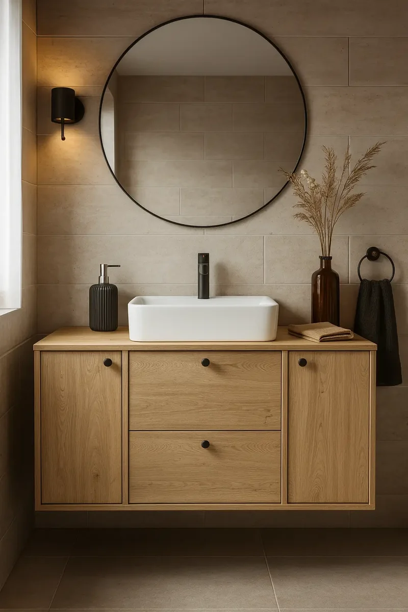 Waschtischunterschrank 120 cm mit 2 Türen und 2 Schubladen Belino - Eiche Cremona