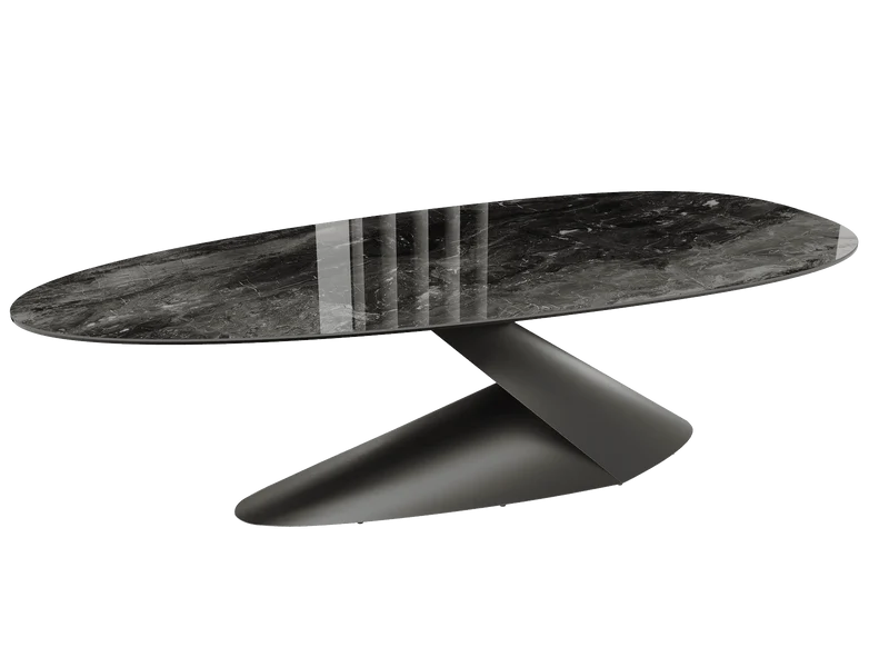 Keramik Esstisch grau, ovaler Esstisch Keramik-Tischplatte, Tisch grau Keramik, Länge 270 cm