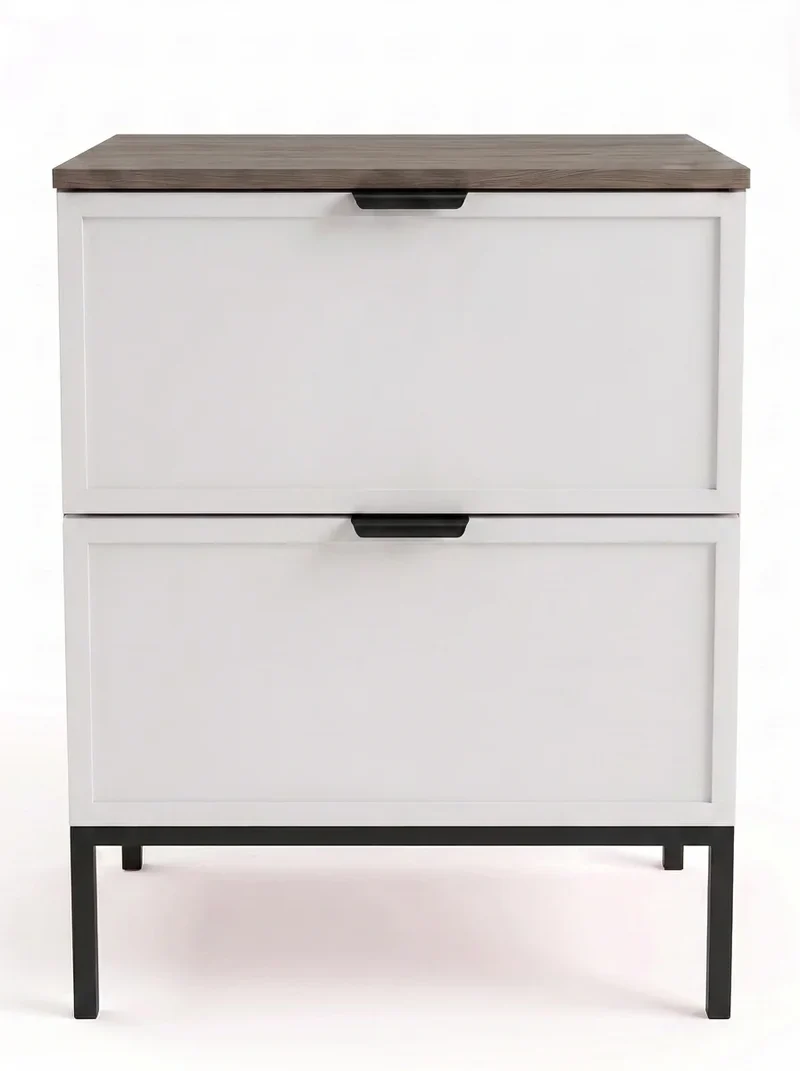 Waschtischunterschrank 60 cm auf einem Metallgestell Roma - Weiß/Walnuss Dunkel