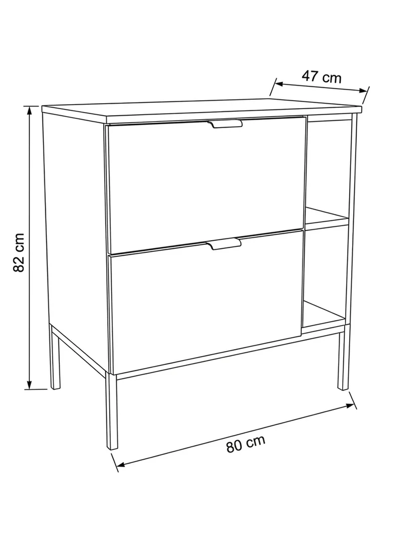 Waschtischunterschrank mit Regal 80 cm auf einem Metallgestell Orio - Weiß/Eiche artisan