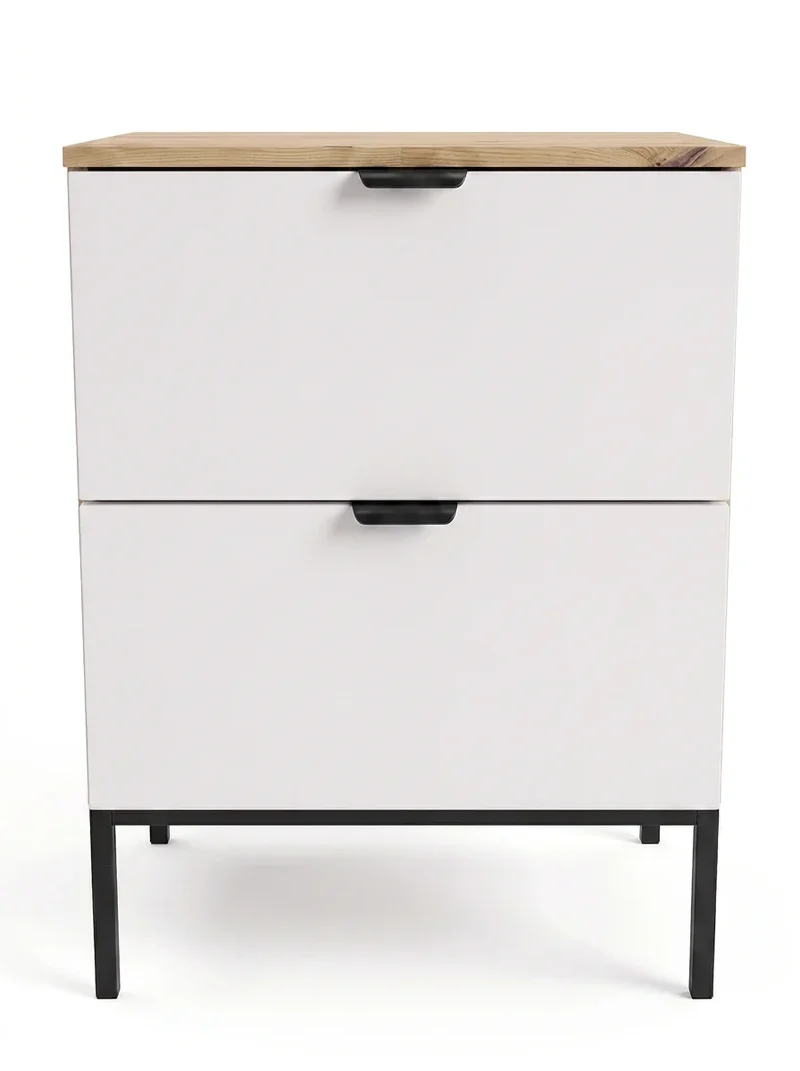 Waschtischunterschrank 60 cm auf einem Metallgestell Orio - Weiß/Eiche artisan
