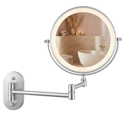 Doppelseitiger LED-Kosmetikspiegel für die Wand - Chrom
