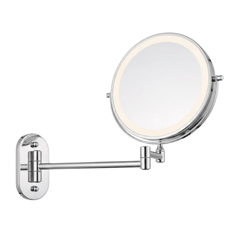 Doppelseitiger LED-Kosmetikspiegel für die Wand - Chrom