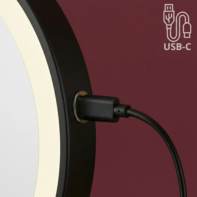 Doppelseitiger LED-Kosmetikspiegel für die Wand - Schwarz