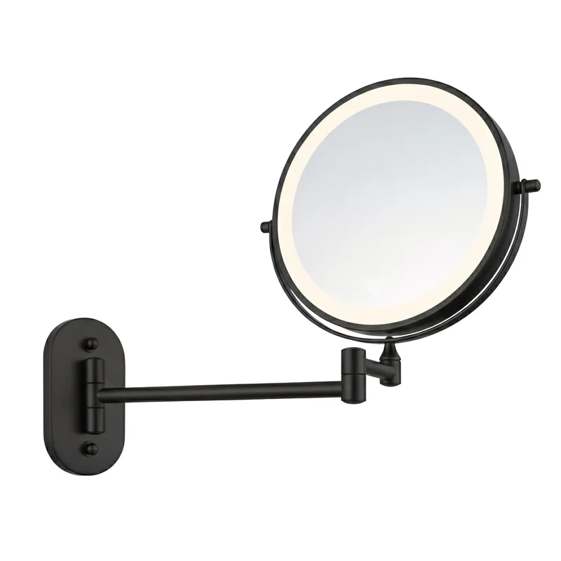Doppelseitiger LED-Kosmetikspiegel für die Wand - Schwarz