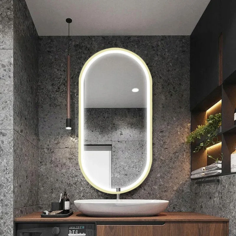 LED-Wandspiegel OVL 50x100 cm - Gold