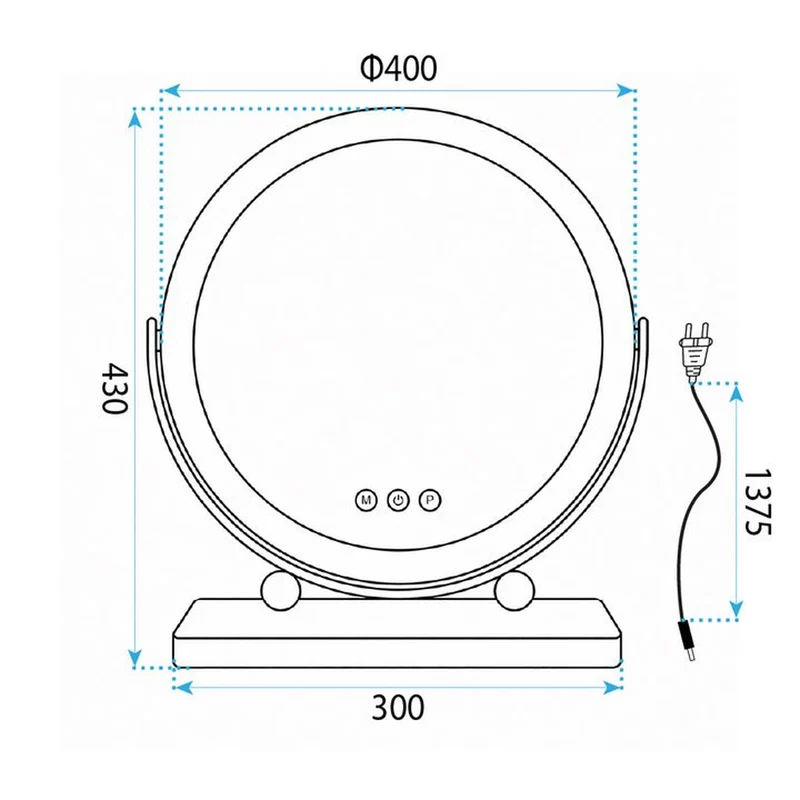 LED-Schminkspiegel - 40 cm Chrom