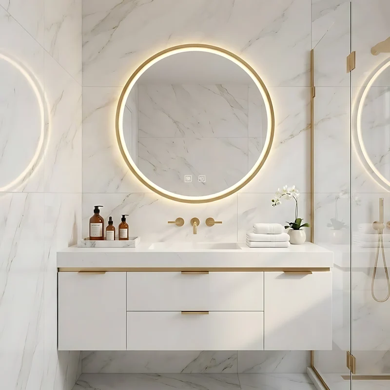 LED-Wandspiegel MMJ gebürstetes Gold - 50 cm