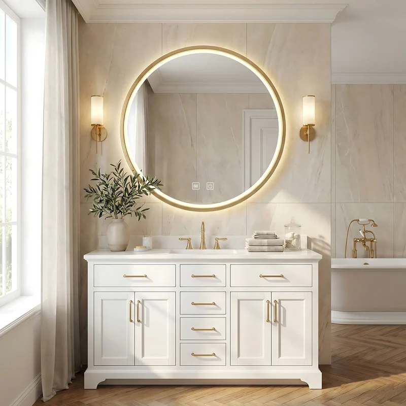 LED-Wandspiegel MMJ gebürstetes Gold - 50 cm