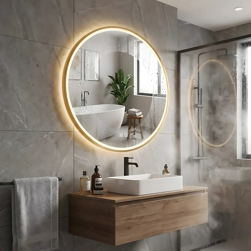 LED-Wandspiegel MMJ gebürstetes Gold - 50 cm