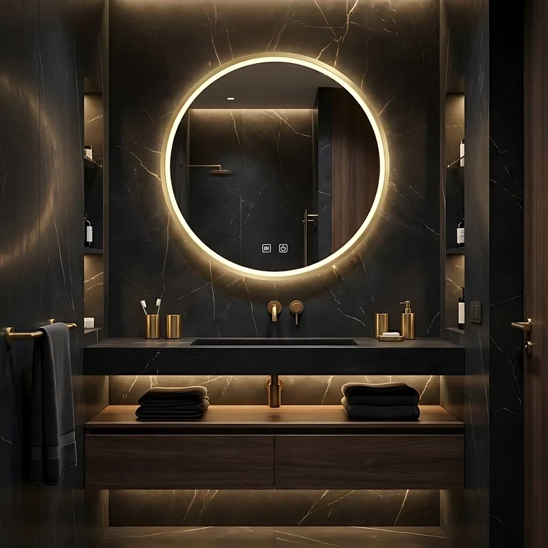 LED-Wandspiegel MMJ gebürstetes Gold - 50 cm